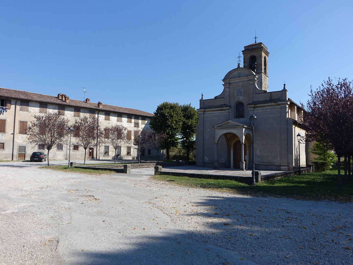 Cavernago, Pfarrkirche San Giovanni Battista, erbaut ab 1456 (29.09.2018)