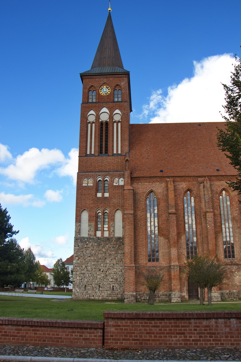 Der Turm der  St.-Marien-Kirche (auch Marienkirche) in Pasewalk am 04. Oktober 2024. 