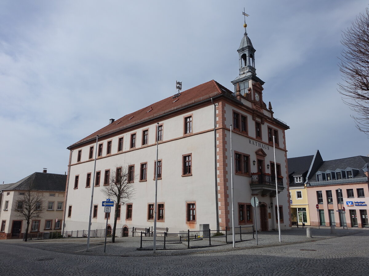 Geithain, Rathaus am Markt,  Renaissancebau von 1529 (31.03.2024)