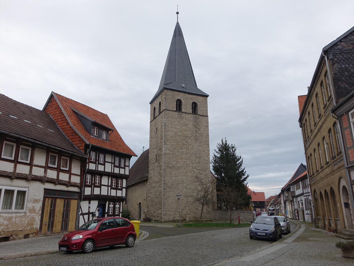 Osterwieck, evangelische St. Nicolai Kirche, nachgotische Saalkirche, erbaut ab 1583 (22.03.2024)