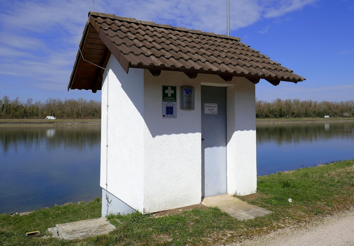 Pegelmeanlage am Rhein, nahe Wyhl/Breisgau, Mrz 2025