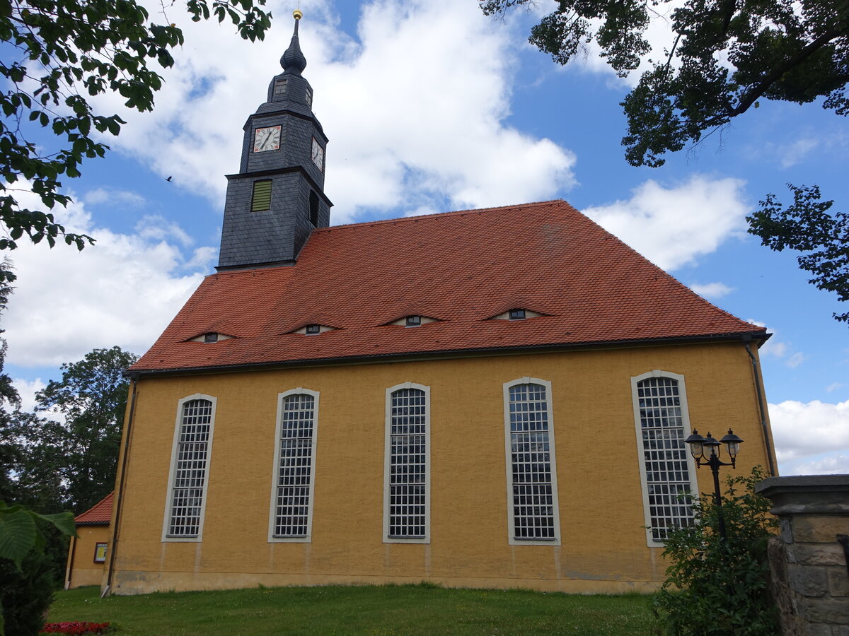 Planitz, evangelische Dorfkirche, erbaut 1727 (13.07.2024)