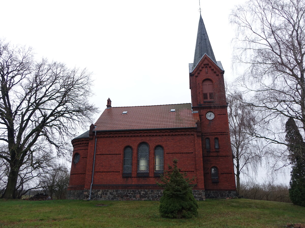 Plzig, evangelische St. Jakobus Kirche, erbaut von 1895 bis 1896 (10.12.2024)