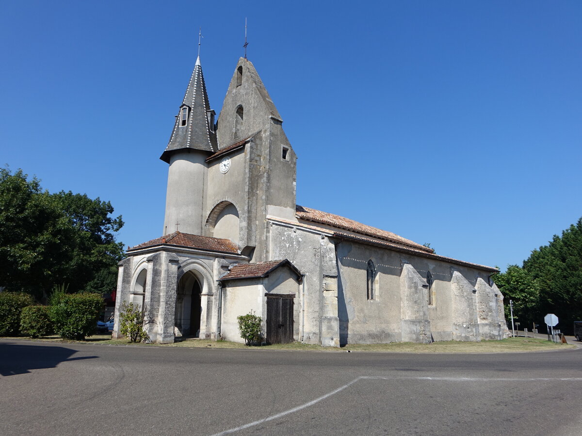 Trensacq, Pfarrkirche Saint-Martin, erbaut im 12. Jahrhundert (24.07.2018)