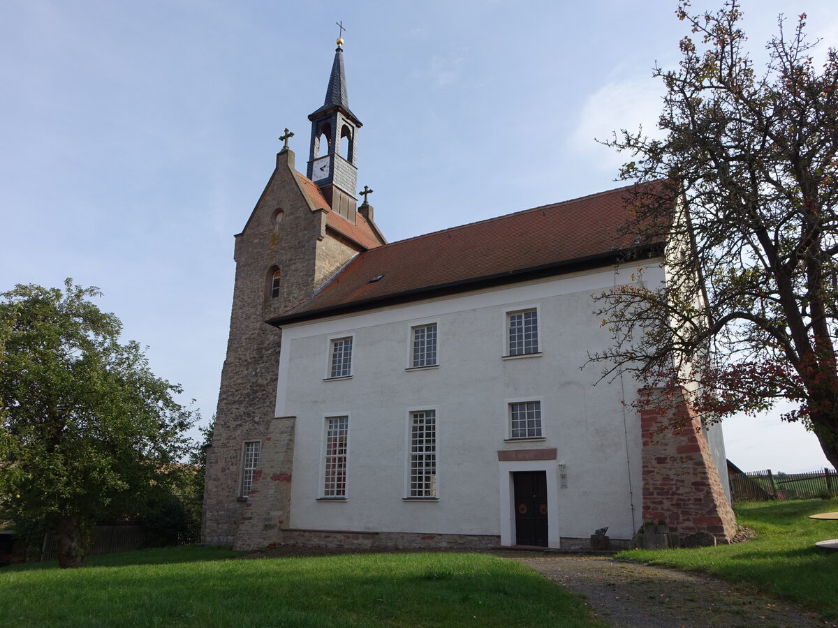 Vatterode, evangelische St. Bonifatius Kirche, erbaut im 18. Jahrhundert (23.09.2024)