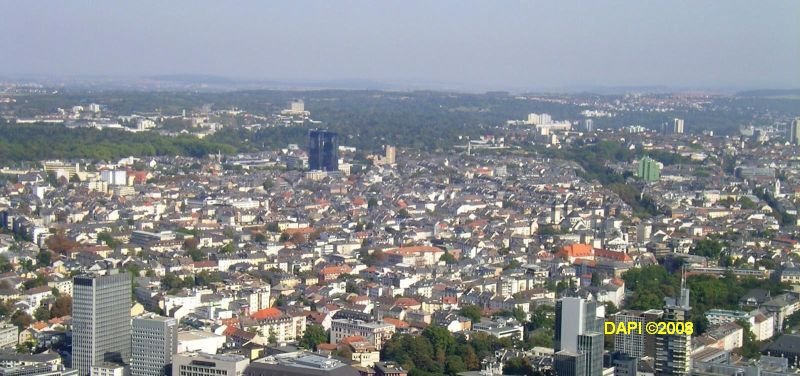 Blick vom Main-Tower in Richtung Nordosten. 