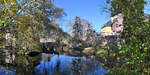 Schlo Burgau in Niederau bei Dren, Brcke zum Hauptschlo - 31.10.2020