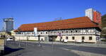 Suhl, das bedeutende Waffenmuseum befindet sich in diesem historischen Fachwerkgeb�ude, dem Malzhaus von 1663, April 2025
