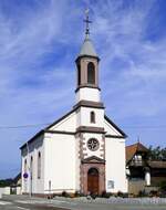 Bischwihr im Oberelsa, die evangelische Kirche, erbaut 1853, Aug.2024