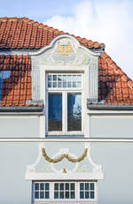 Detailfoto des Jugendstilgeb�udes auf dem Kongevej 64 in S�nderborg (deutsch Sonderburg) in Nordschleswig.