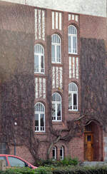 Ausschnitt des Geb�udes, das fr�her die Schule �Ahlmannskolen� in S�nderborg (deutsch Sonderburg) in Nordschleswig beherbergte.