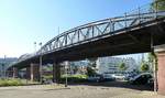 Freiburg, die Wiwili-Brcke, benannt nach der Partnerstadt in Nicaragua, fhrt ber die Gleisanlagen des Hauptbahnhofes, 1886 erbaut vom Architekt Max Meckel, heute nur noch fr