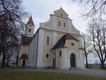 Dettingen an der Iller, Pfarrkirche Maria Himmelfahrt, erbaut von 1912 bis 1913 im Stil der Neorenaissance, Architekt Ulrich Pohlhammer (22.01.2025)