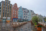 Ein stiller und regnerischer Sonntagmorgen auf dem Universit�tsplatz in der Hansestadt Rostock.