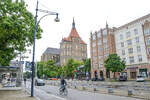 Rostocker Marienkirche von der Langen Stra�e aus gesehen.