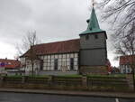 Schladen, evangelische Kirche, erbaut 1710, Kirchturm erbaut 1823, neugotische Renovierung 1890 durch den Architekten Eduard Wendebourg (23.03.2024)