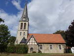 Weddel, evangelische Christuskirche, erbaut ab 1391, Kirchturm von 1895 (16.09.2025)