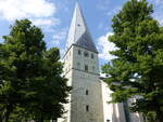 Kamen, evangelische Pauluskirche, erbaut ab 1150, Neubau als dreischiffige Hallenkirche bis 1380, erneuter Neubau von 1843 bis 1845 als klassizistische Saalkirche (08.06.2024)