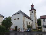 Meddersheim, evangelische Kirche, romanischer Chorturm, Langhaus erbaut 1756 (26.07.2025)