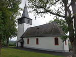 Pfalzfeld, evangelische Kirche, Westturm von 1582, Langhaus sp�tbarocker Bruchsteinbau, erbaut 1747 (27.07.2025)