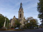 Saarlouis, evangelische Kirche in der Kaiser Wilhelm Strae, erbaut von 1904 bis 1906 (13.10.2024)