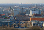 Leipzig von oben (3/6):  Seit der DDR-Zeit f�llen viele Hochh�user die Baul�cken aus dem Zweiten Weltkrieg.