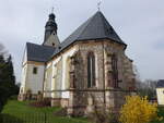 Gnandstein, sptgotische evangelische Dorfkirche, erbaut 1518 (31.03.2024)