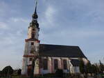 Zedtlitz, evangelische Kirche, Chor erbaut 1480, Kirchturm und Langhaus erbaut im 16.