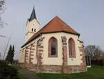 Groptzschau, evangelische Auferstehungskirche, erbaut bis 1883 (30.03.2024)