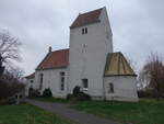 Hirschfeld, evangelische Kirche, sptromanische Chorturmkirche, erbaut im 13.