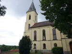 Zschochau, evangelische Kirche, erbaut 1866, saniert 1990 (12.07.2024)