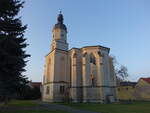 Wlkau, Ruine der Patronatskirche, erbaut von 1680 bis 1688, seit 1969 Ruine (13.12.2024)