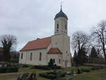 Grobhla, evangelische Kirche, sptbarocke Saalkirche mit quadratischem Westturm, erbaut von 1781 bis 1782 (15.12.2024)