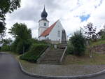 Colmnitz, evangelische Dorfkirche, erbaut um 1166, Kirchturm neu erbaut von 1739 bis 1740 (14.07.2024)