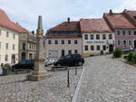 Stolpen, Postmeilens�ule von 1728 am Marktplatz (05.06.2025)
