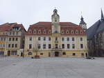 Weienfels, Rathaus am Markt, erbaut von 1718 bis 1722 durch Johann Christoph Schtze (01.04.2024)