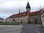 Zeitz, altes Rathaus am Altmarkt, erbaut von 1505 bis 1509, Umbau von 1906 bis 1909 (29.03.2024)