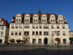 Naumburg, Renaissance-Rathaus am Markt, erbaut bis 1528, Umbauten von 1608 bis 1612 und 1919 bis 1920 (21.09.2024)