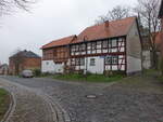 Aderstedt, Fachwerkhuser am Ernst Thlmann Platz (23.03.2024)