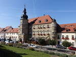 Mcheln, Renaissance Rathaus am Marktplatz, erbaut 1571 (21.09.2024)