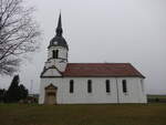 Schkna, evangelische Christuskirche, Kirchturm erbaut 1904 (09.12.2024)