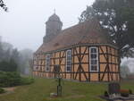 Kremitz, evangelische Kirche, Fachwerkkirche erbaut 1774 (09.09.2025)