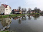 Langenleuba-Niederhain, Huser am Dorfteich (31.03.2024)