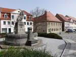 Lucka, Wettinerbrunnen von 1908 am Kirchplatz (30.03.2024)