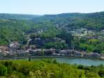 Frankreich, Sierck-les-Bains an der Mosel mit dem Chteau des Ducs de Lorraine, vom Stromberg aus fotografiert am 04.05.2014