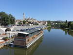 Perigueux, Ausblick von der Pont Saint-Georges auf die Kathedrale und Fluss L´Isle (23.07.2018)