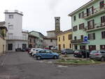 Soncino, Huser und kleine Kirche an der Via dei Guasti (29.09.2018)