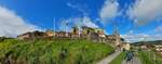 Panorama Foto, aufgenommen beim Rundgang durch die Hhenburgruine in Valkenburg, gebaut um das Jahr 1115, zerstrt durch Niederlndische Truppen im Jahr 1672, und nicht wieder