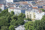 Blick vom Wiener Riesenrad auf den Park Venediger Au und die gleichnamige Strae.