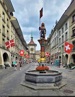 Zhringerbrunnen in der Kramgasse von Bern (CH).